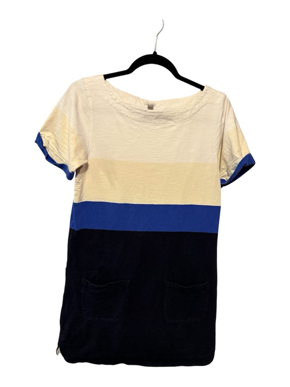 J Crew Colorblock Short Sleeve Tunic Dress in Cream, Blue, Navy